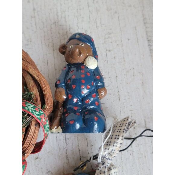 Teddy bear wreath ornament variety snowman Santa hat Xmas set - Picture 8 of 11